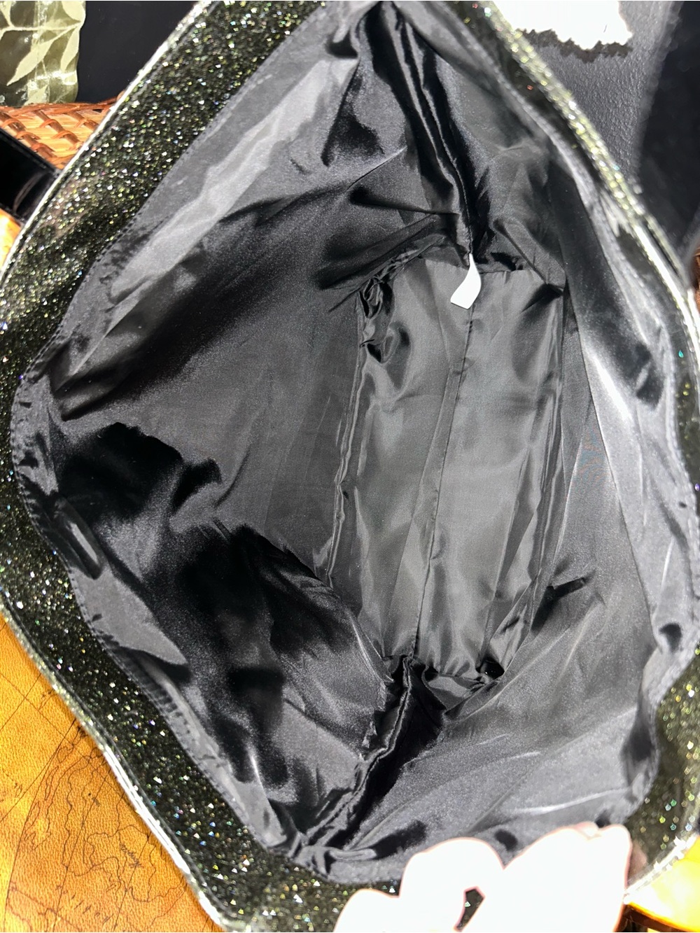 Jimmy Choo Parfums Embossed Black Shiny Patent Tote with Glitter Trim - Picture 12 of 12